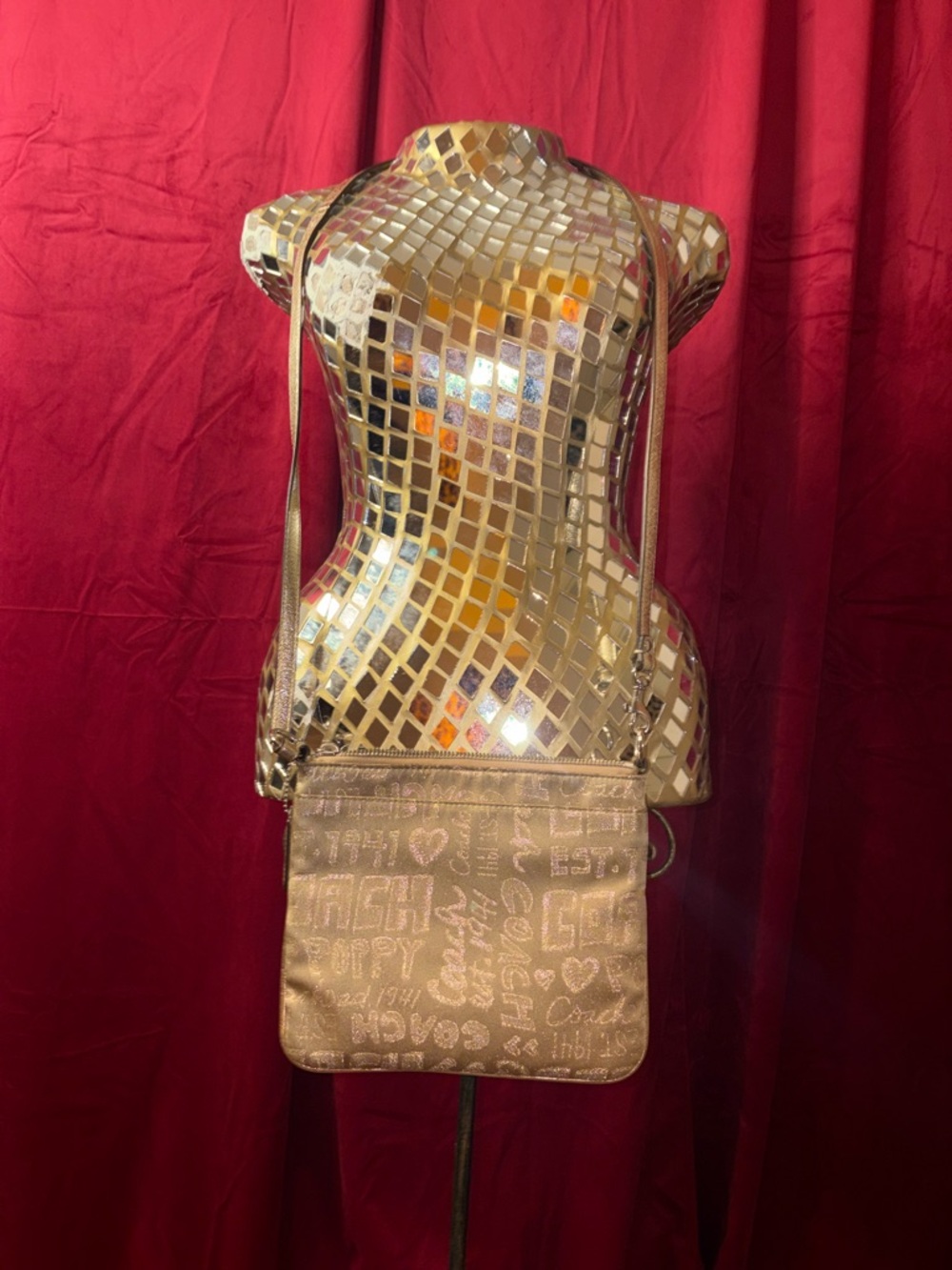 Coach Poppy Metallic Gold Crossbody Bag - Picture 2 of 6